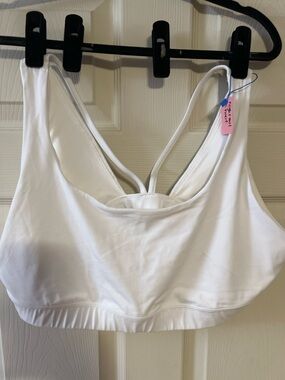 Athleta Exhale Sports Bra White 2X A C Light Support Racerback Workout Yoga Bra